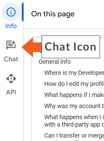 Side panel chat icon for activating a chat in one of Google